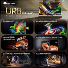 Hisense 55UR8S 4K UHD TV, VIDAA Smart OS