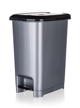 BRILANZ Nožna kanta za smeće STEP 10 L, pravokutna, plastična, siva