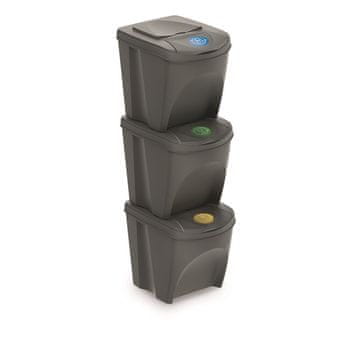 Prosperplast Prosperplast Sortibox 3x25 L kante za razvrstavanje otpada, siva