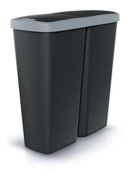 Prosperplast Kanta za otpad Prosperplast COMPACTA Q DUO 50 l, crna sa svijetlosivim poklopcem