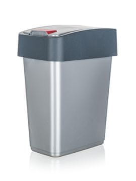 keeeper Plastična kanta za otpad 10 L, pravokutna, s preklopnim poklopcem, srebrno-siva