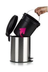 Banquet SOLISTE NEW pedal kanta za otpad 5 L, okrugla inox s unutarnjom kantom