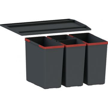 Franke Easysort 600-2-2 uložak za ladicu za sortiranje otpada, crni, 4 košare (2x14,5 l + 2x7,5 l)