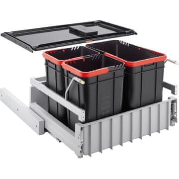 Franke Ugradbeni izvlačni koš za sortiranje otpada 2×10 L + 22 L, crno/sivi