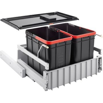 Franke Izvlačni koš za otpad 2×22 L s filtrom aktivnog ugljena, crno/sivi, soft-close
