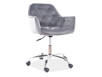 CASARREDO Okretna uredska stolica GORY Velvet, siva, podesiva visina sjedala 43–54 cm