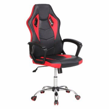 eoshop Uredska stolica FORMULA crno-crvena od eko kože s podesivom visinom i mehanizmom ljuljanja