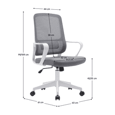eoshop Uredska stolica SALOMO TYP 1 s mrežastim naslonom, siva/bijela, 63x61x99-109 cm