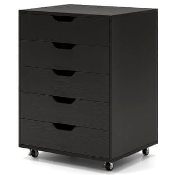 Northix Mobilni ormarić za spise s 5 ladica i kotačićima 49 x 41 x 66 cm crni