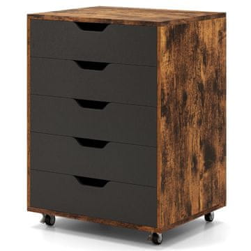 Northix Mobilni ormarić za spise s 5 ladica i kotačićima smeđi 48 x 39,5 x 65,5 cm