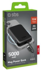 SBS Bežični magnetski Powerbank 5000 mAh crni