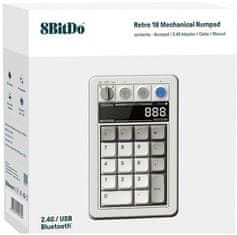 8BitDo Retro 18 Mehanička numerička tipkovnica i kalkulator, N izdanje, bijela