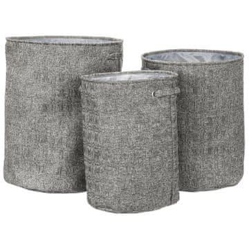Autronic Set 3 okrugle košare za rublje od poliestera, sive (30/35/40 cm)