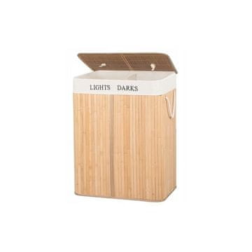 Springos Springos bambusna košara za rublje 100 L s 2 pretinca, prirodna boja