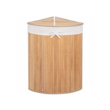 Springos Springos kutna košara za rublje 73 L od bambusa s poklopcem, prirodna boja