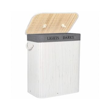 Springos Springos bambusna košara za rublje 100 L s 2 pretinca i poklopcem, bijela