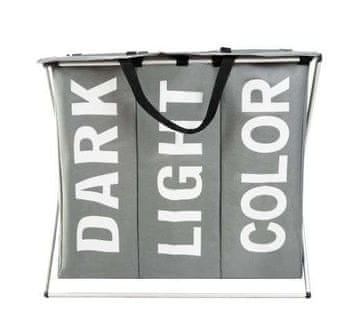 Ruhhy Sklopiva košara za rublje s 3 pretinca i poklopcem, vodootporna 130 L