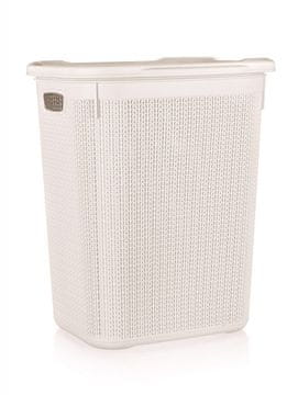 BRILANZ Košara za rublje s poklopcem, imitacija ratana 50 L, krem, 55×43×34 cm