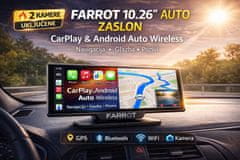 Farrot 10.26" Auto Zaslon CarPlay Android Auto + Prednja i Stražnja Kamera | GPS | WiFi | Bluetooth