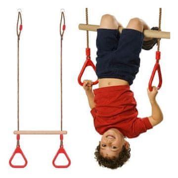 Kruzzel Dječja drvena ljuljačka / trapez s ručkama