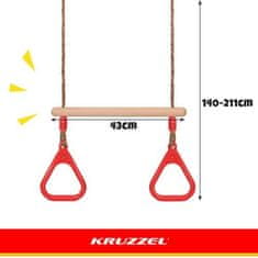 Kruzzel Dječja drvena ljuljačka / trapez s ručkama