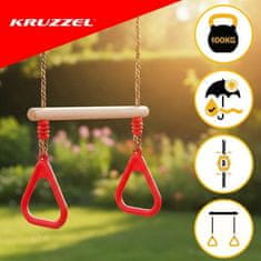 Kruzzel Dječja drvena ljuljačka / trapez s ručkama