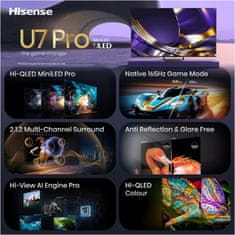 Hisense 85U7S PRO 4K UHD TV, VIDAA Smart OS