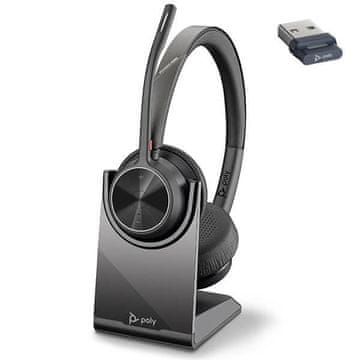 Poly Plantronics Voyager 4320 UC bežične Bluetooth slušalice crne boje (218476-01) 77Y99AA sa stalkom
