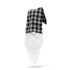 Family Božićni ukras za bocu pića - bijeli kockasti vilenjak - poliester - 40 x 12 cm