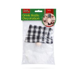 Family Božićni ukras za bocu pića - bijeli kockasti vilenjak - poliester - 40 x 12 cm