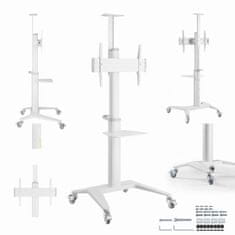 Gembird TVS-70T-02-W aluminijski podni TV stalak s kotačima 37"-70" bijeli