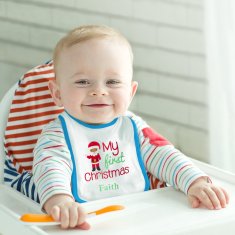 Family Božićni podbradnik za bebe - 38 x 27 cm - snjegović, crveni