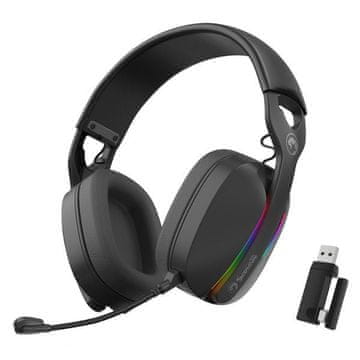 Marvo Pulz 70W HG9086W bežične gaming RGB slušalice (crne) + kabel 3 načina povezivanja