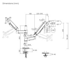 Gembird MA-DA2P-02 podesivi stolni naslon za 2 monitora 17”-32”