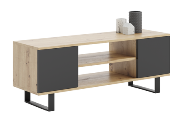 Kobi RTV Focus 155 cm ormarić - metalne noge Hrast artisan crni