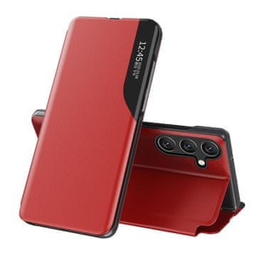 HURTEL Futrola za Samsung Galaxy S24 FE od eko kože s preklopom i postoljem - crvena