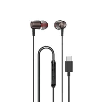 DUDAO Žičane in-ear slušalice s mikrofonom i daljinskim upravljačem USB-C 1,2 m - crne