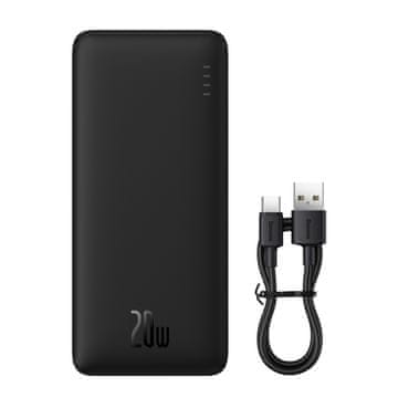 BASEUS Powerbank 20000mAh Airpow 20W s USB-A - USB-C kabelom 50cm - crni