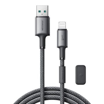 Joyroom USB-A - iPhone Lightning kabel s magnetskim držačem-organizatorom 1,2 m - sivi