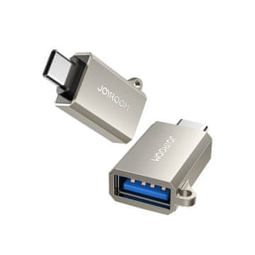 Joyroom USB-C (muški) na USB-A (ženski) adapter s ušicom za vezicu - srebrni