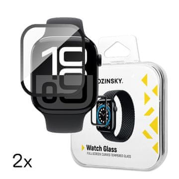 WOZINSKY Kaljeno staklo s crnim okvirom za Apple Watch 46mm Full Glue - 2 kom.