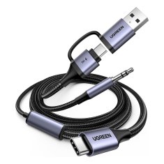 Ugreen Audio adapter s funkcijom punjenja 2-u-1 USB-C - USB-A/C mini priključak - crni
