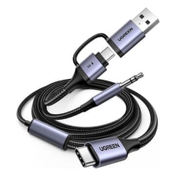 Ugreen Audio adapter s funkcijom punjenja 2-u-1 USB-C - USB-A/C mini priključak - crni