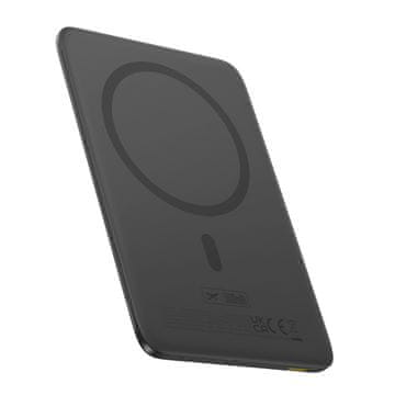 BASEUS Ultra tanka magnetska prijenosna baterija PicoGo AM41 MagSafe od 5000 mAh 20 W s USB-C kabelom od 30 cm - crna