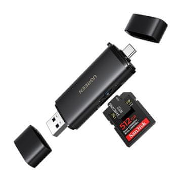 Ugreen 2-u-1 SD microSD USB-C USB-A UHS-II čitač memorijskih kartica - crni
