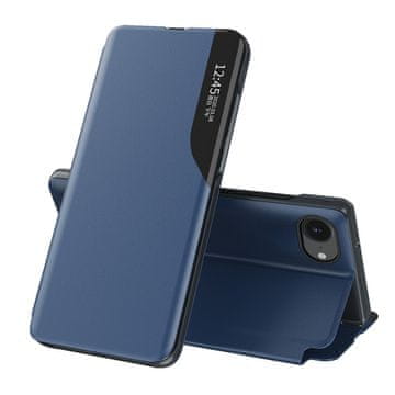 HURTEL Eko kožna futrola View s preklopom i postoljem za iPhone 16e - plava