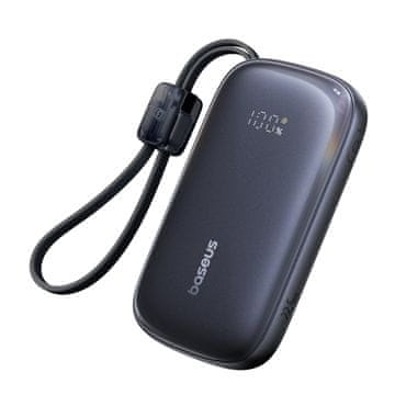 BASEUS Powerbank 10000mAh 22.5W s zaslonom i odvojivim kabelom - crni