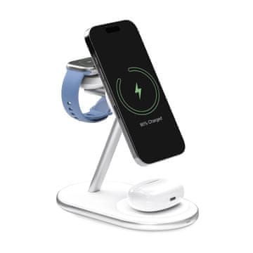 Puro 3-u-1 bežični punjač za telefon, pametni sat, Qi2 MagSafe slušalice - bijeli