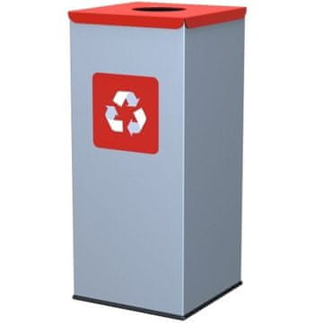 Metalna kanta za sortiranje otpada 30x30x70cm 60L METAL - crveni poklopac