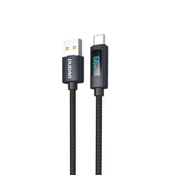 DUDAO L7T USB-A - USB-C 66W kabel s LED zaslonom 1m - crni